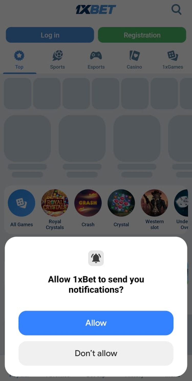 واجهة برنامج 1xbet app للاندرويد