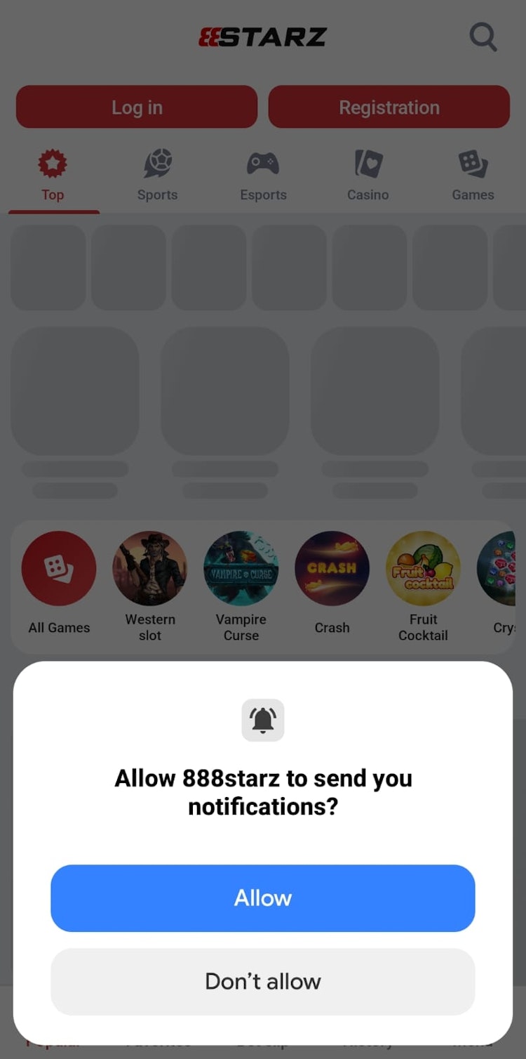 تفعيل الإشعارات في 888starz