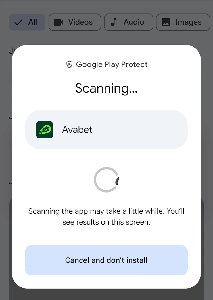 فحص آمن ملف apk avabet