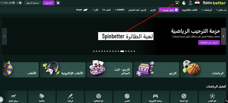 لعبة مراهنات الطائرة من Spinbetter