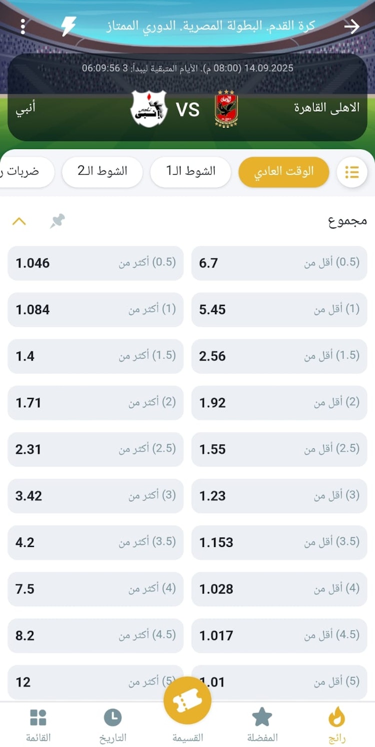 رهان مجموع الأهداف