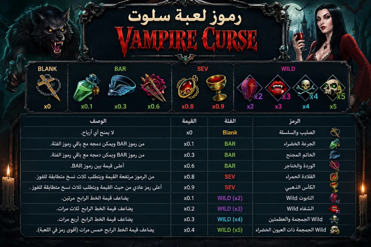 شرح رموز لعبة Vampire Curse