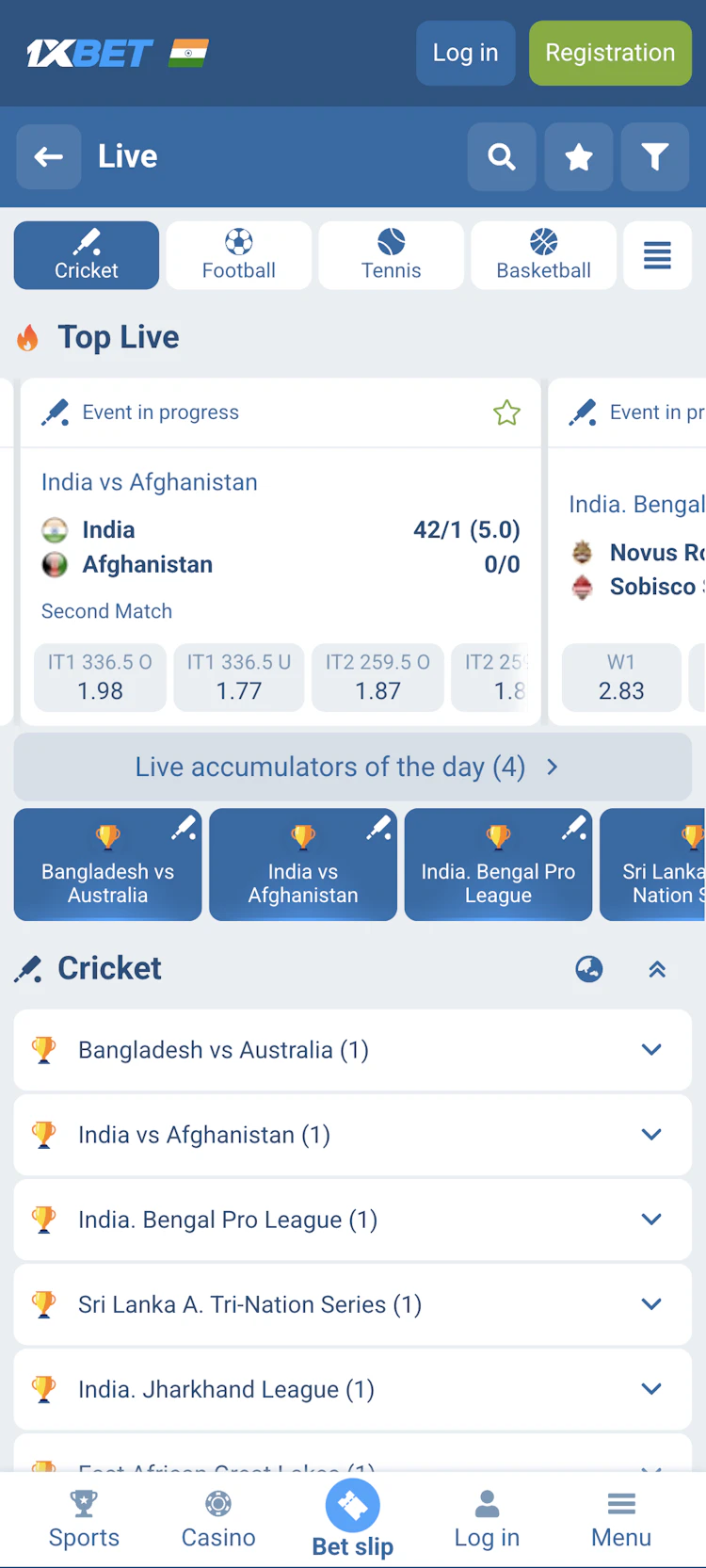 1xBet cricket betting