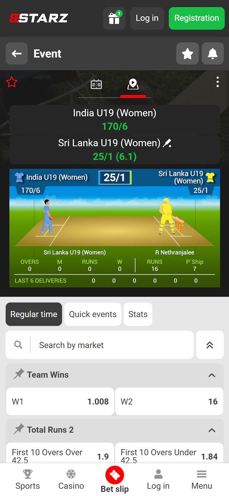 888Starz cricket betting