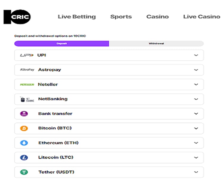 10cric deposits