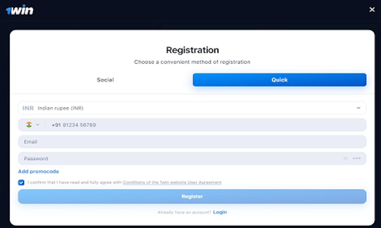 1win app registration