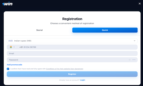 1win app registration