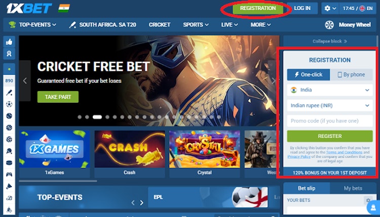 1xbet register