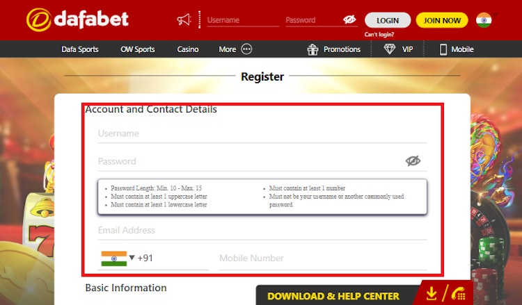 dafabet registration