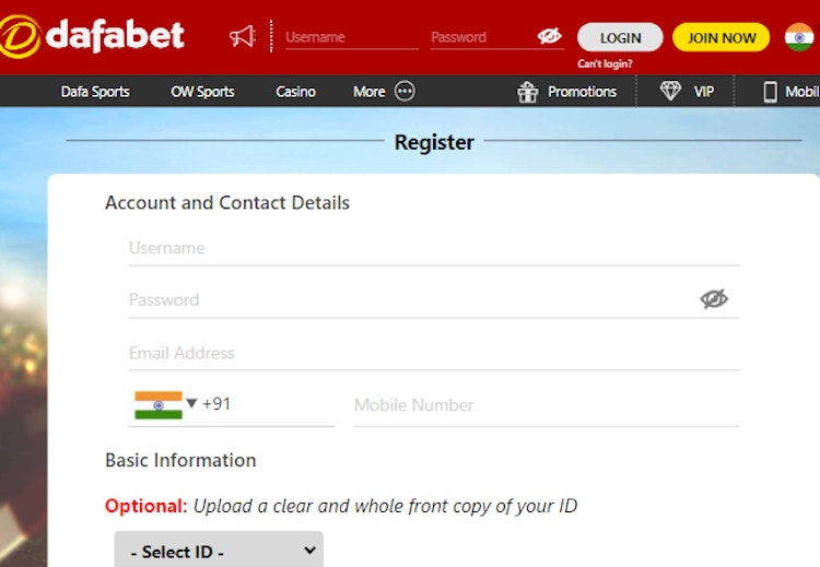 Dafabet register