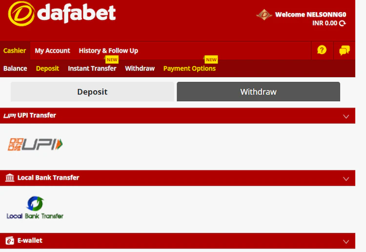 Dafabet payment page