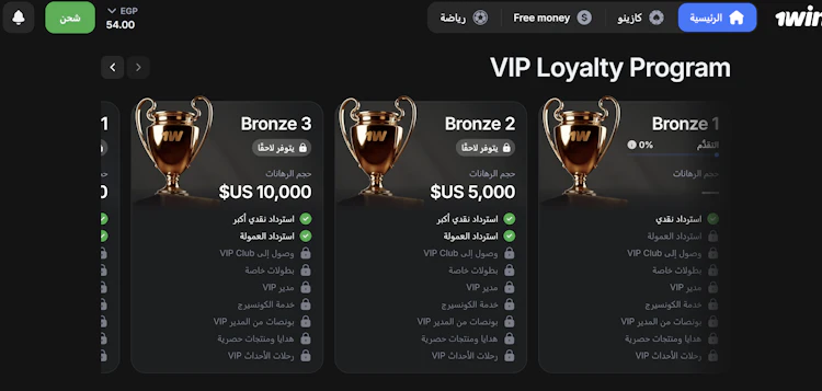 برنامج مكافآت VIP من 1win