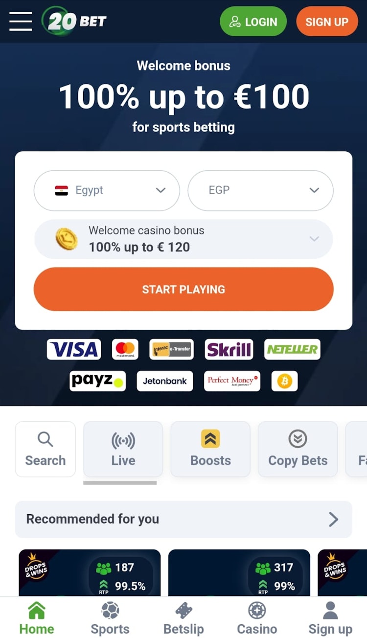 موقع مراهنات 20Bet مصر