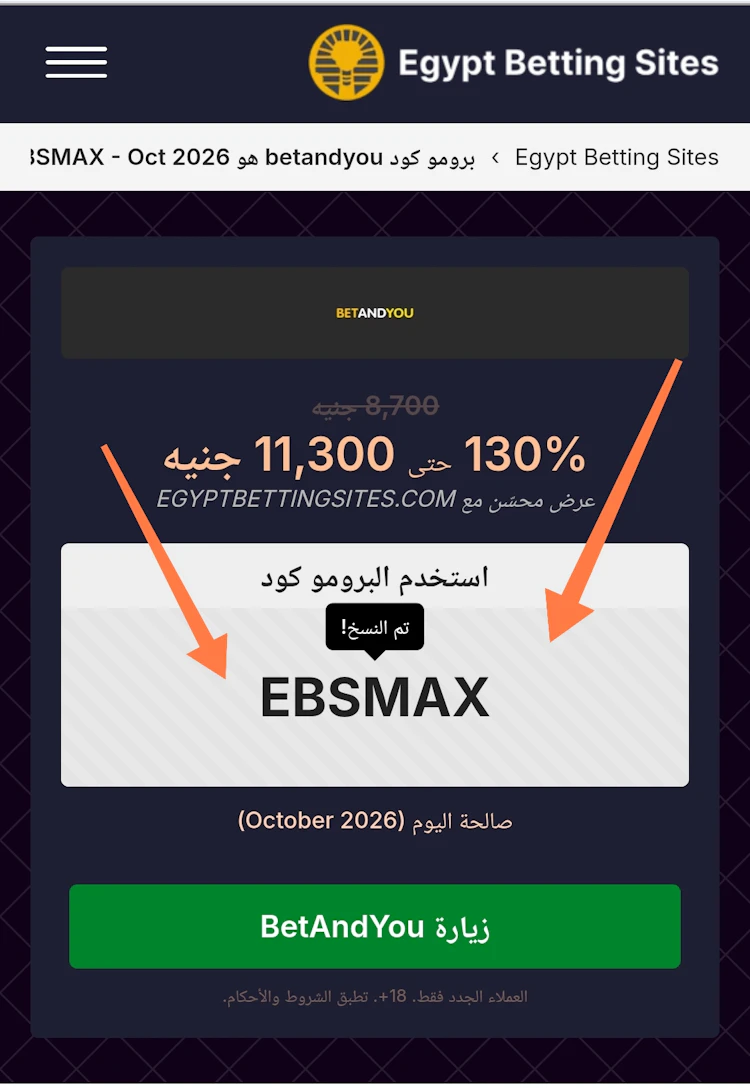 نسخ بروموكود betandyou مصر 