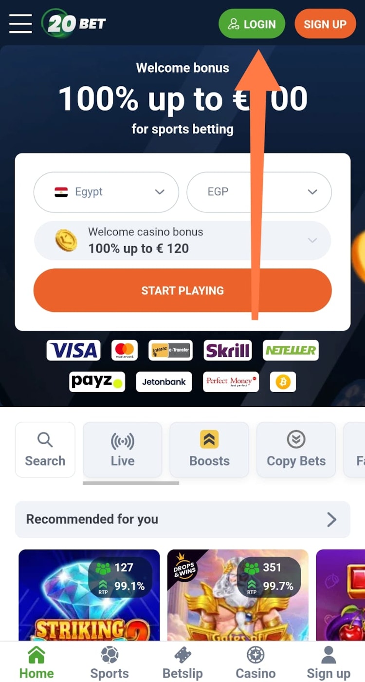 20bet تسجيل دخول