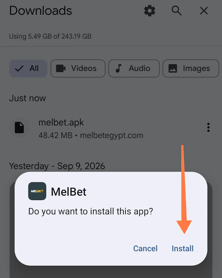 تثبيت برنامج مراهنات موبايل