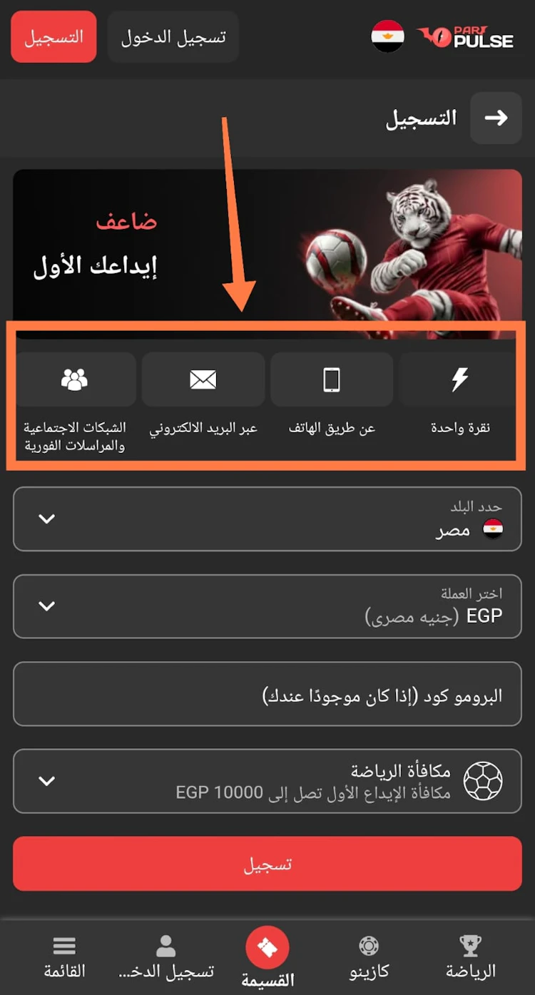 خيارات التسجيل paripulse مصر