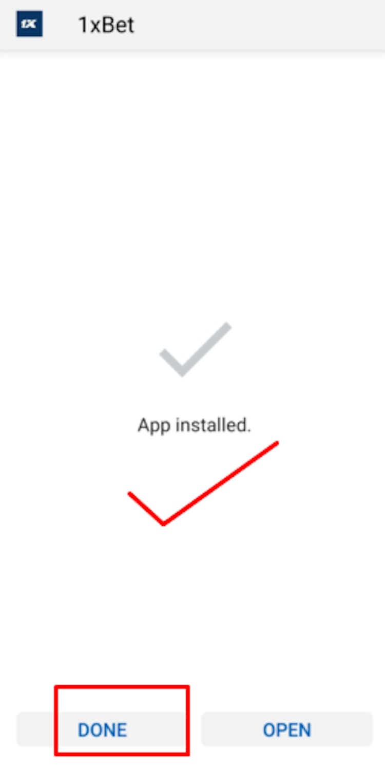 الخطوة الخامسة من تحميل برنامج 1xbet