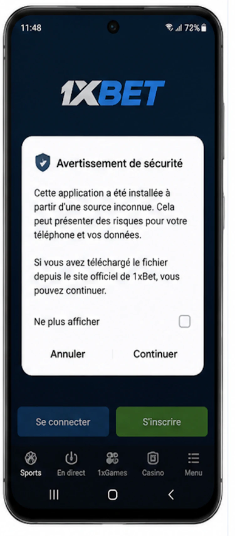 1xbet application android
