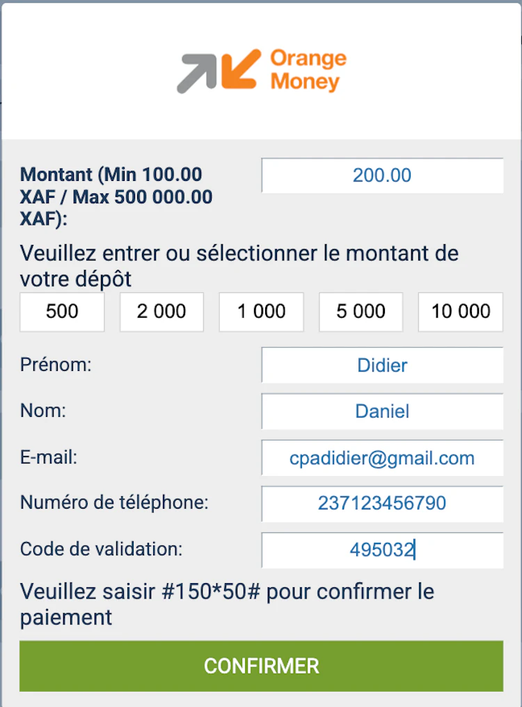 faire un dépôt sur 1xbet