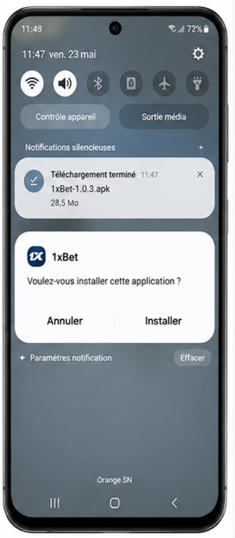 telecharger 1xbet appli sur android, etapes
