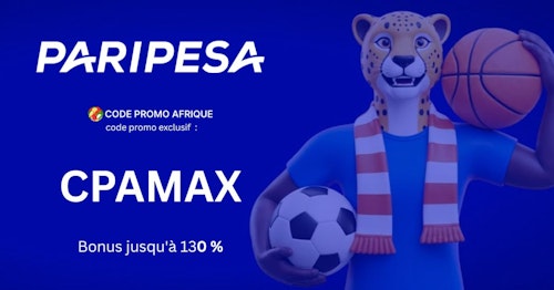 Code promo Paripesa : CPAMAX - Bonus de 130 % (vérifié Feb 2026) header image