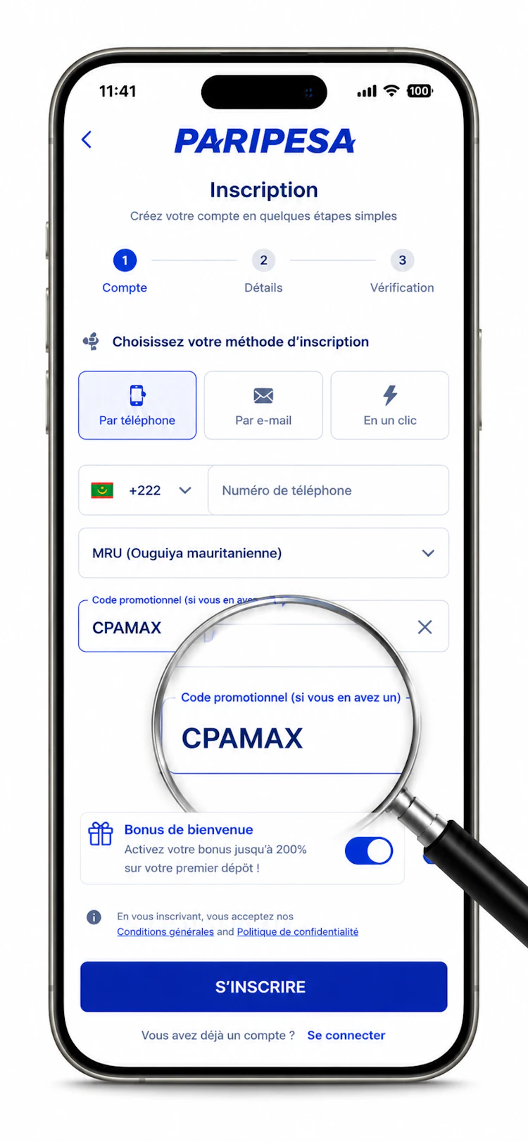 codepromoafrique paripesa registration