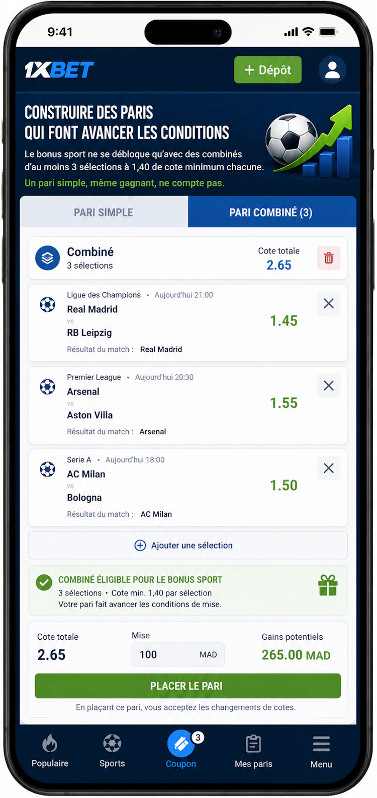 comment construire des paris et obtenir le bonus 1xbet
