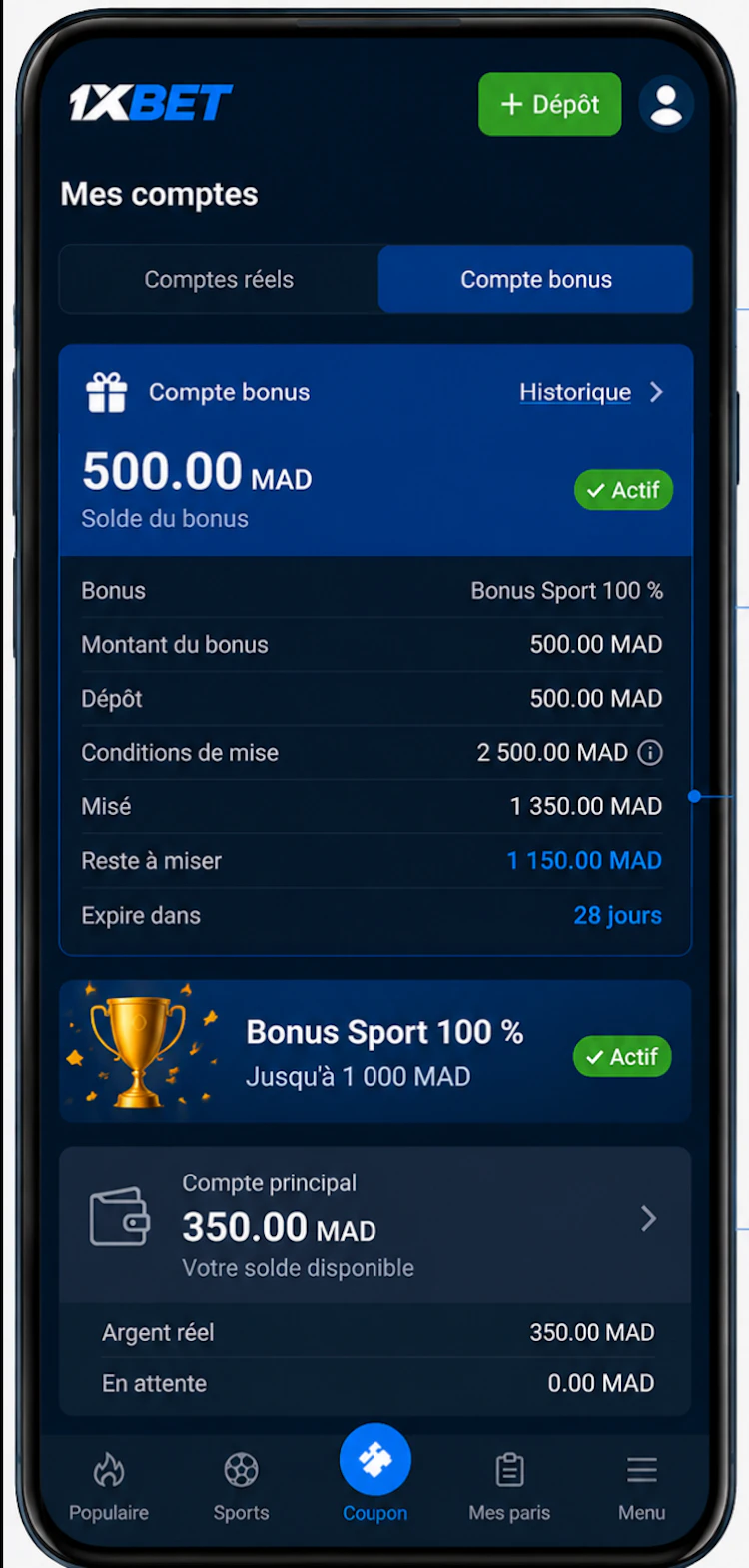 obtenir le bonus 1xbet avec le code promo MBSBET