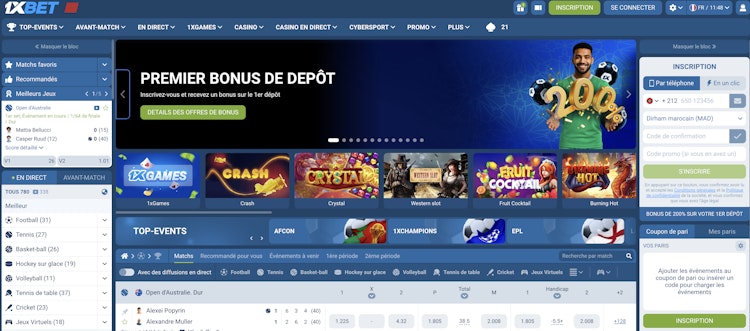 1xbet paris ssportif maroc