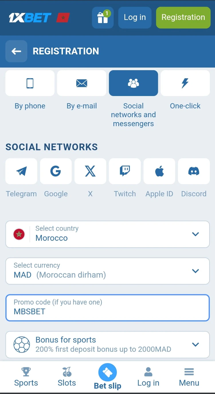 التسجيل عبر وسائل التواصل الاجتماعي