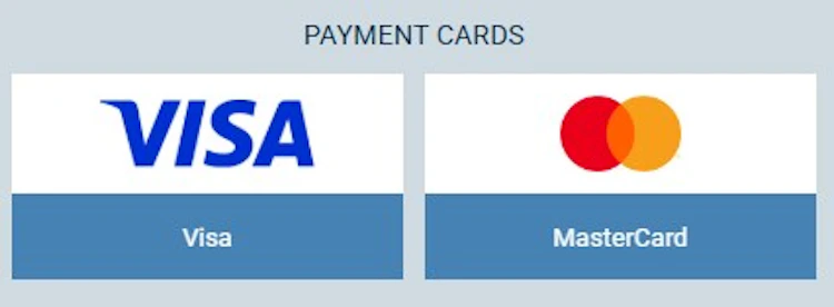App payment cards showing Visa and Mastercard