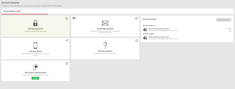 888starz Malaysia Accunt Security Page