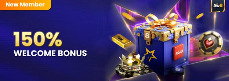 AW8 150% new member esports welcome bonus banner