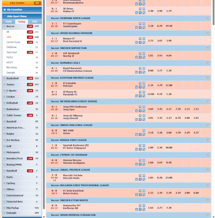 CMD sportsbook on AW8 with live center and Malay odds grid