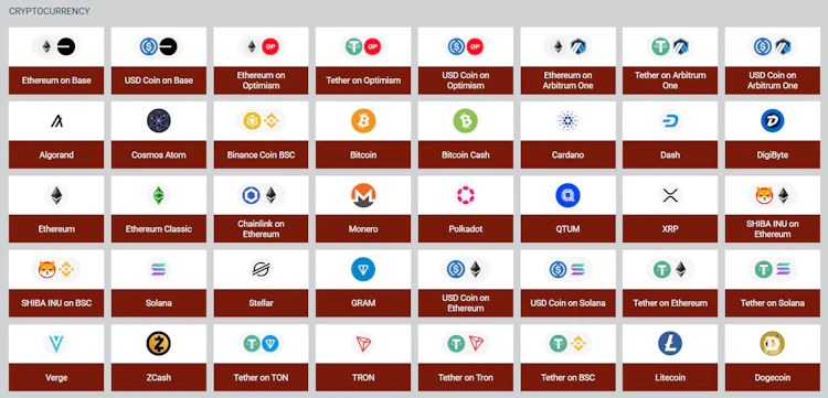 888starz cryptocurrency withdrawal options showing the same 40 coins in a different order