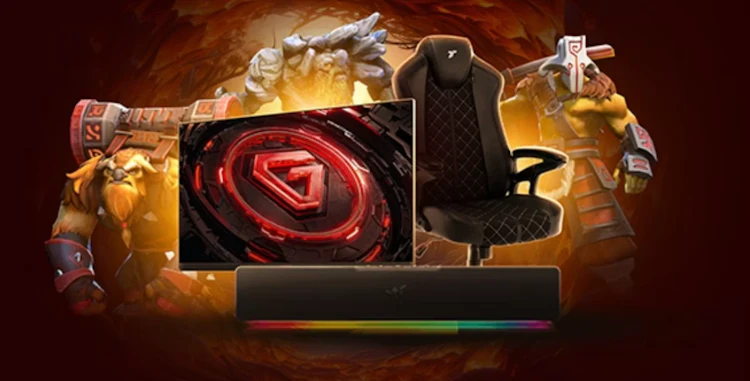 Gaming monitor, chair, and RGB keyboard setup illustrating the Dafabet esports welcome bonus