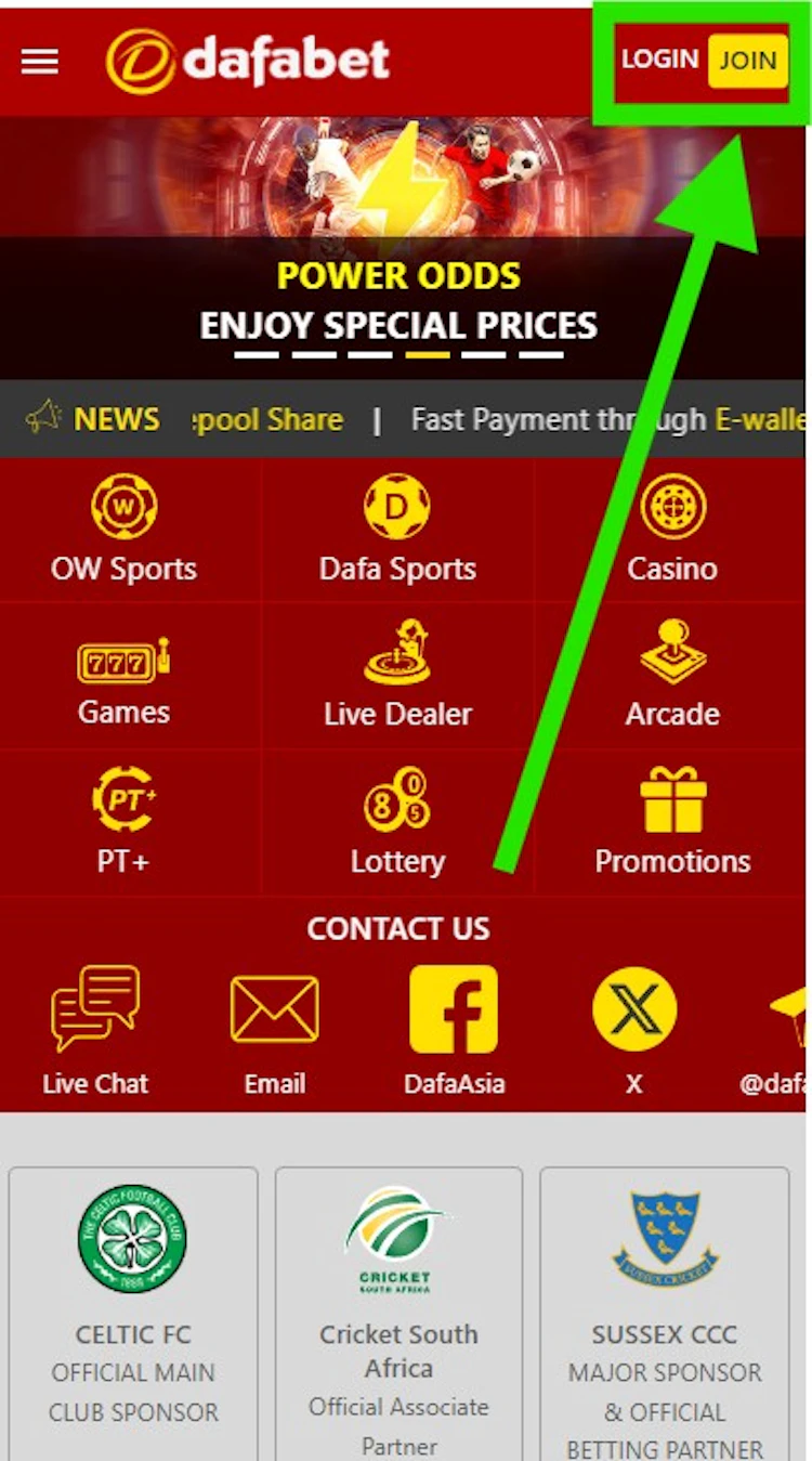 Dafabet Register Button