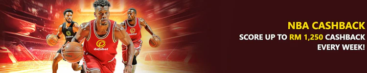 Dafabet NBA cashback banner offering up to RM 1,250 weekly cashback