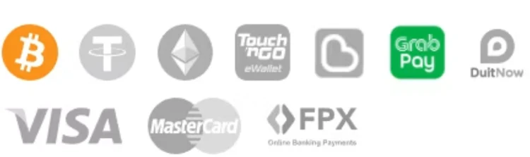 Payment methods accepted for esports betting in Malaysia including Touch 'n Go, GrabPay, DuitNow, crypto and cards