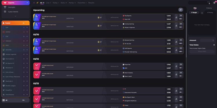 Wide selection of betting markets for esports betting Malaysia