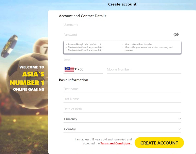 Dafabet Registration Field in Malaysia