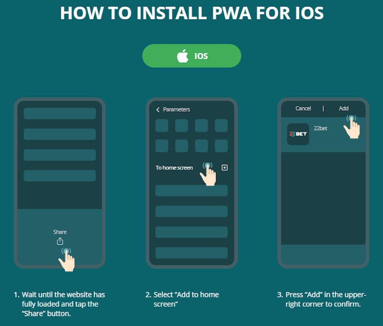 22Bet PWA as a Betting App in Malaysia for iOS Users