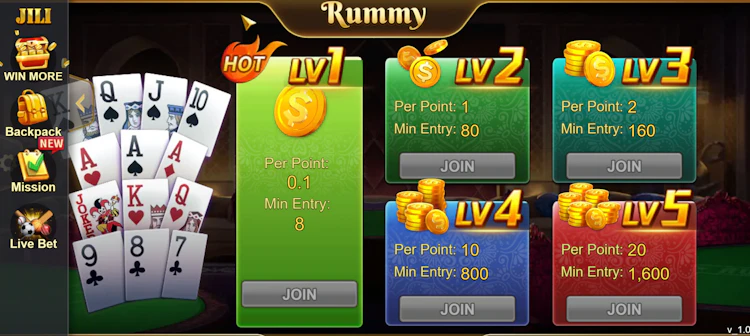 JILI lobby on UEA8 with rummy and free live bet feature