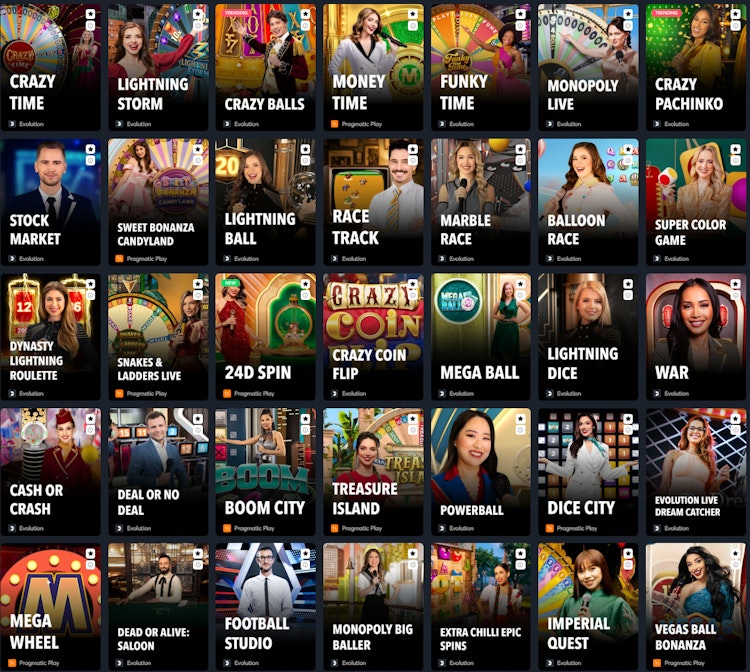 All the live casino games show accessible on online Malaysian casinos