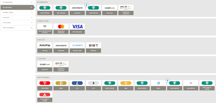 Withdrawal page for Malaysia listing USDT, JetonBank, iCash.One, AstroPay, MiFinity and BybitPay