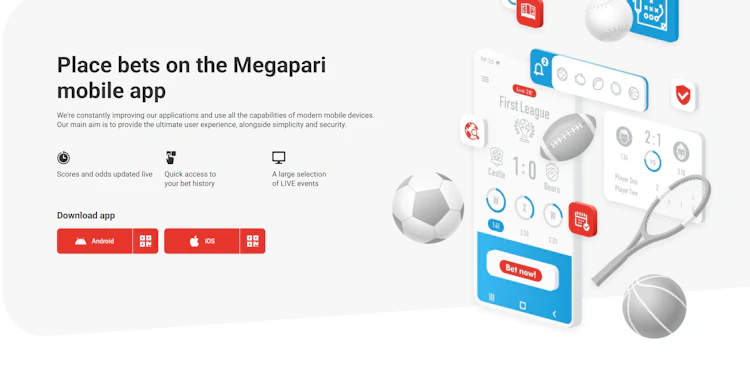 The official mobile app download page with Android and iOS buttons and QR codes