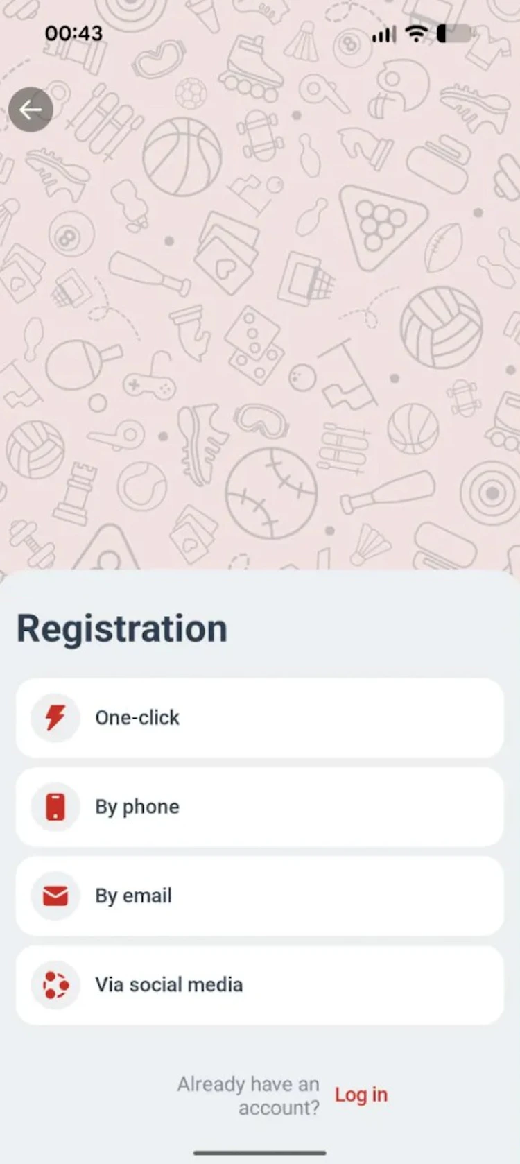 Megapari app registration screen showing one-click, phone, email, and social media options