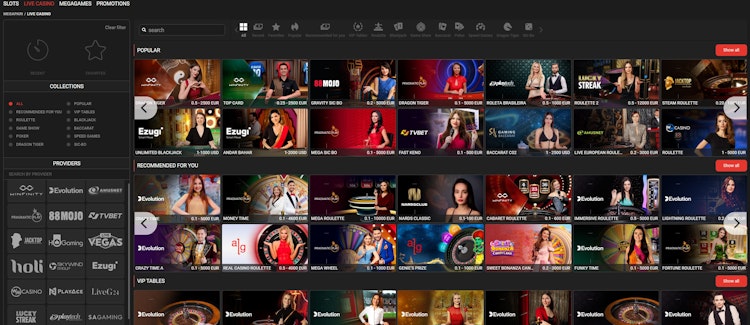 The Live Casino Section on Megapari Malaysia