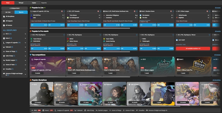 Megapari Malaysia Esports Betting Section